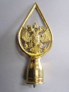 Навершие для флага с гербовым элементом РФ металл под золото
